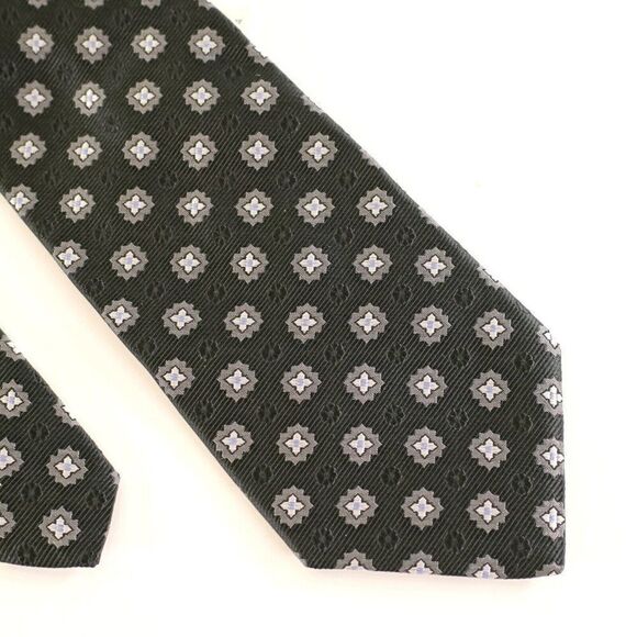 NWT Hart Schaffner Marx Black Floral Geometric Woven Silk Tie - Picture 1 of 7